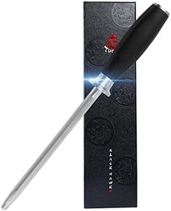 TUO Knife Sharpening Kit Honing Steel 8 Inch Knife Sharpeners for Kitchen , Knives Sharpener Steel Honing Rod, German X50CrMoV15 Honing Steel with Full Tang Pakkawood Handle, BLACK HAWK SERIES