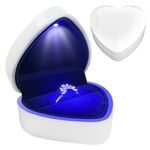 Ring Box with Light Heart Shaped Velvet Ring Box with LED Light Perfect Engagement Ring Box for Proposal Wedding Illuminated Jewelry Case Ring Storage Box for Display Gifting Creative Diamond (White)