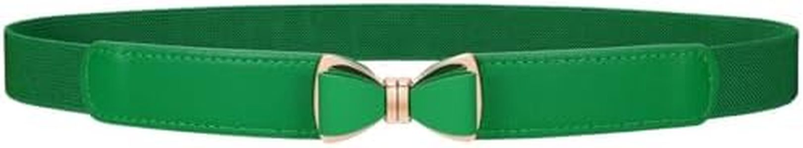 VONMELLI Womens Skinny Elastic Dark Green Belt Stretchy Bow Belt for Women Dresses Thin Waist Ladies Belts, S