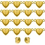 INDIKONB Magnetic Heart Charms 16 pcs Beads for Couple Bracelets | Love Forever Friendship Charms | Beads for Couple Jewelry Making, Love Couple Charms | Perfect for DIY Friendship Bracelets (Gold)