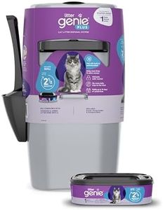 Litter Genie Plus Pail (Silver) | Cat Litter Box Waste Disposal System for Odor Control | Includes 1 Square Refill Bag