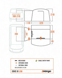 Vango Cove III Drive Away Awning Low Height (180-210cm) – Poled