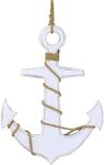 The Bridge Collection White Wood Anchor Wall Decor - Wooden Hanging Rustic Anchor Decor - Nautical Anchor Decorations for Coastal, Nautical Beach Decor