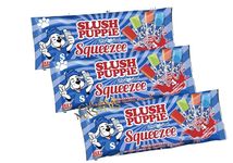 Slush Puppie The Original Squeezee Freeze Pops Ice Lolly Poles - 3 X (10 x 60mls) Red Cherry, Lemon &Lime, Strawberry And Blue Raspberry - Vegetarian, Vegan And Gluten Free - 30 Total