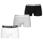 Jack and Jones Men Sense 3 Pack Trunks Mens Black/White/Grey Small