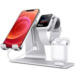 Bestand3 in 1 Apple iWatch Stand, Airpods Charger Dock, Phone Desktop Tablet Holder for Airpods, Apple Watch/iPhone X/8 Plus/8/7 Plus/iPad, Silver(Patenting, Airpods Charging Case NOT Included)