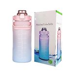 VDNSI Sipper Water Bottle 2 Liter with Motivational Time Marker Water bottle for office ,Water bottle for gym Non Toxic Gallon Water Bottle (Pink, Plastic)