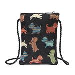 Signare Tapestry Mini Crossbody Phone Bag, Ladies Purse for Phone, Mobile Phone Bag, Phone Purse, Smart Phone Bag in Animal Designs (Playful Puppy)