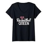 Womens Racquetball Queen V-Neck T-Shirt