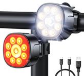 Babacom Bike Lights [8+7 Modes], USB Rechargeable Bike Lights Front and Back, Ultra Bright with Spotlight & Floodlight, IP65 Waterproof Bicycle Lights for Road Mountain Day/Night Cycling Safety