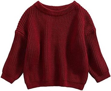 Afunbaby Baby Clothing Knit Sweater Jumper Blouse Pullover Sweatshirt Warm Crewneck Long Sleeve Tops for Infant Toddler, Knitted-wine Red, 2-3 Years