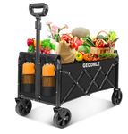 Festival Trolley Folding Trolley Cart with Wheels - Collapsible Foldable Shopping Wagons Carts with Drink Holders for Grocery Outdoor Sports Garden Camping - Patented