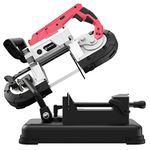 Anbull Portable Band Saw with Removable Alloy Steel Base, 10A, 1100W Motor, 5-inch Deep Cut, with .020-by-44-7/8-Inch 14 TPI Saw Blade and Led Spotlight