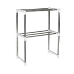 True Face 2 Tier Microwave Oven Storage Rack Extendable Shelf Utensil Stainless Steel Shelves Kitchen Stand Shelving Organiser Countertop Space Saver | microwave shelf stand 2 tier | 2 tier pan stand