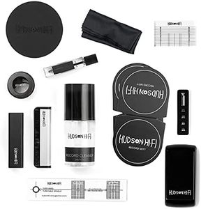 Hudson Hi-Fi Turntable Cartridge Stylus Alignment Protractor Kit Bundled with Vinyl Record Cleaning Kit