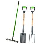 AB Tools Garden Border Fork Spade Rake Soil Gardeners Carbon Steel PVC Handles Strong