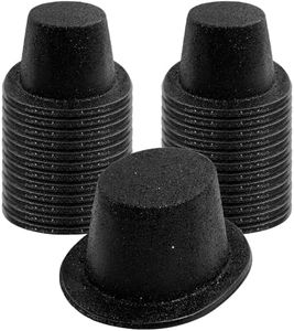 Hillban 24 Pcs Glitter Top Hat (Black) for Adults Unisex, Costume Party Hats, 1920s Party Dress, Halloween Masquerades, Wedding Parties, Stage Shows, Cosplay Events