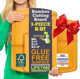 Bamboo Cutting Boards for Kitchen with Glue-Free Surface and Lifetime Replacements – Organic Wooden Chopping Board with Juice Grooves for Carving & Serving, Non Toxic & Durable by Greener Chef