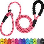 TagME Slip Leads for Dogs, 6 FT Heavy Duty Dog Leash with Padded Handle, Strong Rope No Pull Pet Training Leash for Small Dogs,Pink