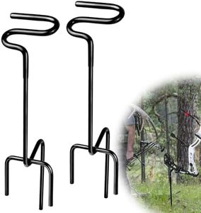 2 Pack Ground Blind Bow Holder with Rubber Coated, Rustproof Hunting Compound Bow Holder Stable Archery Bow Stand Versatile Ground Stake Bow Holder Archery Accessories for Hunting Target Practice