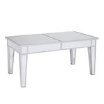 SEI Furniture Cocktail Table-Mirror Finish w/Silver Trim-Glam Style, Wood