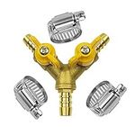 Da by Three-Way Hose Valve Hose Barb Ball Valve 3/8" Brass Fitting Y Shaped 2 Switch 3 Way Connector(for Hose ID 10mm-11mm) （Class A Quality）