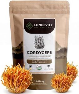 Longevity Botanicals Organic Cordyceps Mushroom Powder - Ultra Concentrated Cordyceps Mushroom Extract Supplement - Promotes Energy, Endurance and Stamina - 100% Fruiting Body - 100 Grams