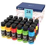 INK LAB Acrylic Paint Set 24 Vibrant Colour Non Toxics Acrylic Craft Paints Rich Pigment for Kids Adults Artists Beginners Canvas Ceramic Crafts Painting Wood