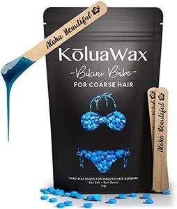 KoluaWax Hard Wax Beads for Hair Removal – Coarse Hair Formula – Face, Brazilian, Underarms, Back Chest, Bikini Waxing – Sea Salt & Surf, 1lb Refill for Wax Warmers & 10 Large Applicator Sticks