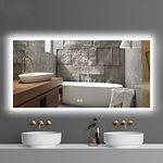 DP Home LED Bathroom Mirror with Lights, Anti Fog Dimmable, Bluetooth Speaker Vertical/Horizontal Mount, Modern Wall Mirror with Lights, 55 x 28 Inch (E-N031-D) Wall Mounted Makeup LED Vanity Mirror