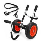 GREENSAPPIRE Upgraded Foldable Kayak Trolley Cart with Airless No-Flat Tires – Heavy Duty Aluminum Canoe & SUP Cart, Portable Boat Trailer for Kayak, Canoe, Paddleboard