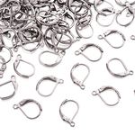 Pandahall 100pcs Stainless Steel Lever Back Hoop Earrings Surgical Earring Components for Jewelry Makings 13x10x1.5mm