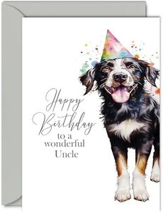 Birthday Cards for Uncle - Party Hat Dog - Happy Birthday Card for Uncle from Nephew Niece, 5x7 Inch Bday Gifts Greeting Cards for Men Him