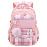 WYCY Kids Backpack School Backpacks for Girls Large Bookbags for Teen Girls Cute Book Bag with Compartments (Pink)