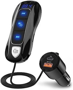 SONRU Transmetteur FM Bluetooth Voiture, Adaptateur Radio Bluetooth 5.3, 48W Double Ports USB QC3.0+PD Bluetooth Allume Cigare Voiture Son Cristal A2DP, Support TF/Siri/Google