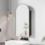 Mepplzian Arched Bathroom Mirror Cabinets,Black Bathroom Cabinets with Mirror,Mirrored Bathroom Cabinets Wall Mounted,Metal Framed Bathroom Wall Cabinets with Mirror Cabinet Bathroom Wall 40 x 80 cm