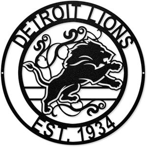Party Animal NFL Laser Cut Metal Sign, 15-inch Round, Detroit Lions