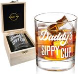 LIGHTEN LIFE Daddy's Sippy Cup Whiskey Glass 12 oz,Unique Dad Gift in Valued Wooden Box,Funny Gag Gift for New Dad,Father,Husband from Kids Wife for Father's Day,Birthday,Christmas