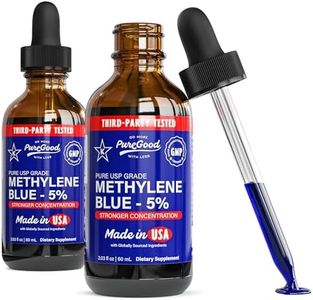 2 Pack 5% Premier Methylene Blue Solution USP Pharmaceutical Grade (2 oz Each) Third-Party Tested Alcohol Free in Amber Dropper Bottles