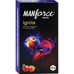 Manforce Ignite Apple-Peach Flavoured Condoms for Men| 10 Count| Extra Dotted Waves for Her Extra Stimulation| Lubricated Latex Condoms