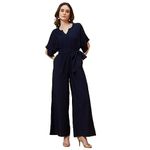 Globus Women Navy Solid Boiler Jumpsuit-3638099004