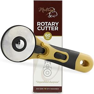 Madam Sew 60mm Rotary Cutter for Fabric | Precision Cloth Cutting Tool with Tungsten Steel Blade and Safety Guard | Fabric Cutter Rotary Tool For Sewing, Arts & Crafts with Comfortable Handle