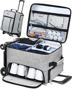 CAB55 Golf Trunk Organizer with 4 Wheels, 2 Layer Waterproof Car Organizer with Separate Ventilated Compartment for 2 Pair Shoes, Trunk Storage for Clothes, Accessories, Golf Gifts (Gray)