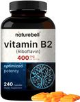 NatureBell Vitamin B2 Riboflavin 400mg Per Serving, 240 Capsules | Essential Daily B Vitamin, Easily Absorbed Form – Supports Energy, Skin, and Cellular Health – Non-GMO, Gluten Free