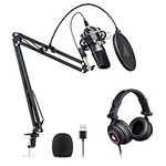 MAONO Microphone with Studio Headphone Set 192kHz/24Bit Vocal Condenser Cardioid Podcast Mic Compatible with Mac and Windows, YouTube, Gaming, Live Streaming, Voice-Over (AU-A04H)