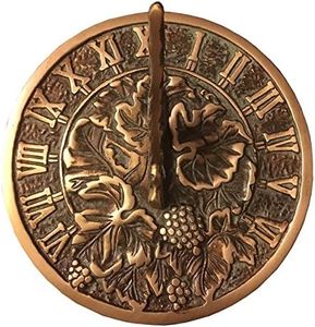 Rome 2306 Grapevine Sundial, Solid Brass with Verdigris Highlights, 7.5-Inch Diameter