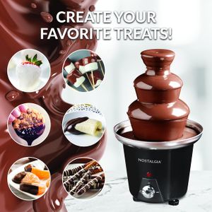 Nostalgia 3-Tier Chocolate Fountain – Stainless Steel Fondue Machine