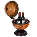 TANGZON Globe Shaped Wine Stand, Tabletop Mini Bar Drinks Cabinet, Retro Nautical Chart Beverage Wine Spirits Champagne Storage Holder for Home Kitchen Living Room Cellar (Brown)