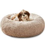 WESTERN HOME WH Dog Bed,Cat Kitten Bed large washable,Waterproof Scruffs Dog Bed,Fluffy Plush Dog Basket with Anti-Slip Bottom, Brown,XL (70x70x20 cm)