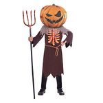 amscan 9907138 - Unisex Kids Halloween Big Head Scary Pumpkin Jumpsuit Childs Fancy Dress Costume Age: 4-6 Years